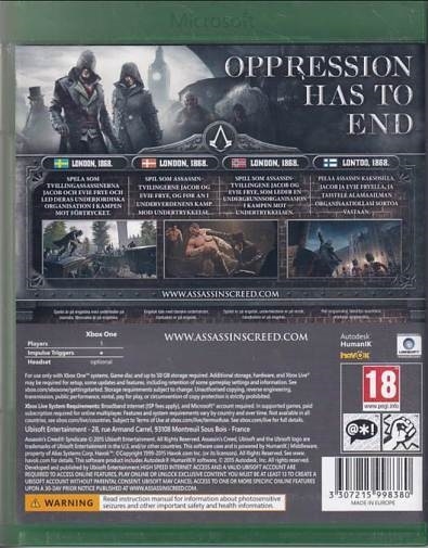 Assassins Creed - Syndicate - Xbox One Spil (A-Grade) (Genbrug)